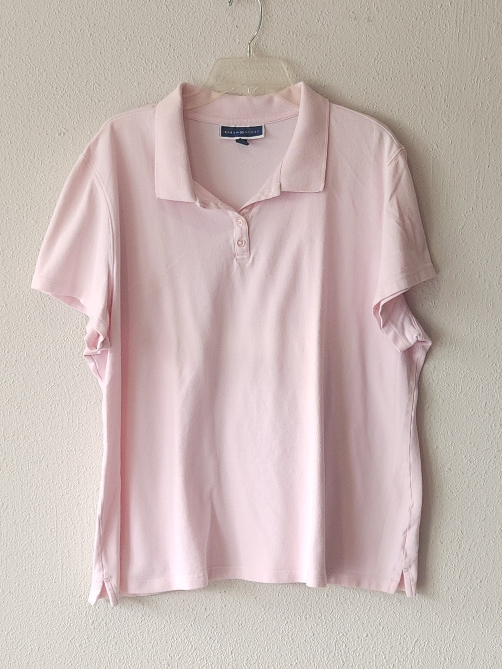 Laura Scott Light Pink Short Sleeve Polo PLUS SIZE 2X